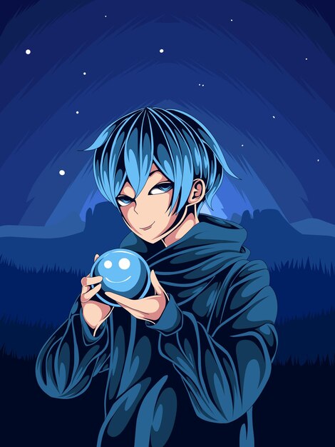 ragazzo con l'illustrazione della palla del sorriso