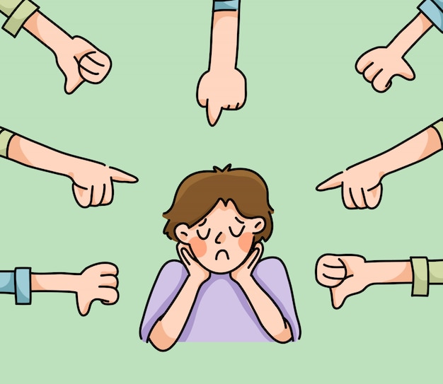 ragazzo depresso triste fallimento nessuna ispirazione simpatico cartone animato deluso