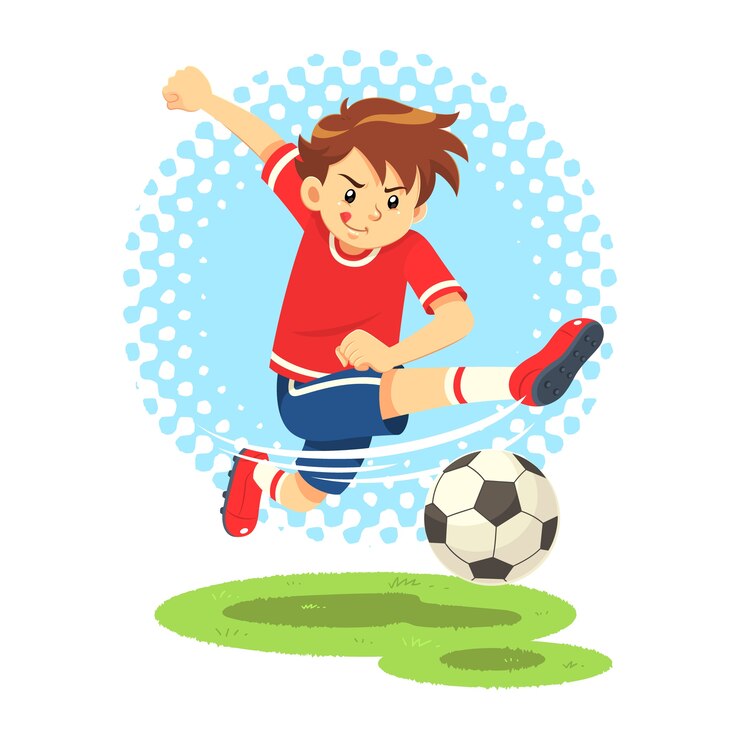 Ragazzo di calcio la palla per fare un obiettivo