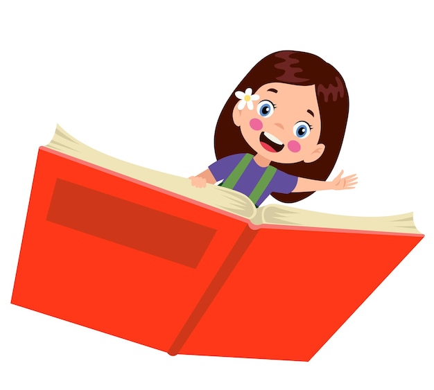 Ragazzo e ragazza che volano su un libro