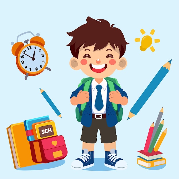 Ragazzo felice che va a scuola