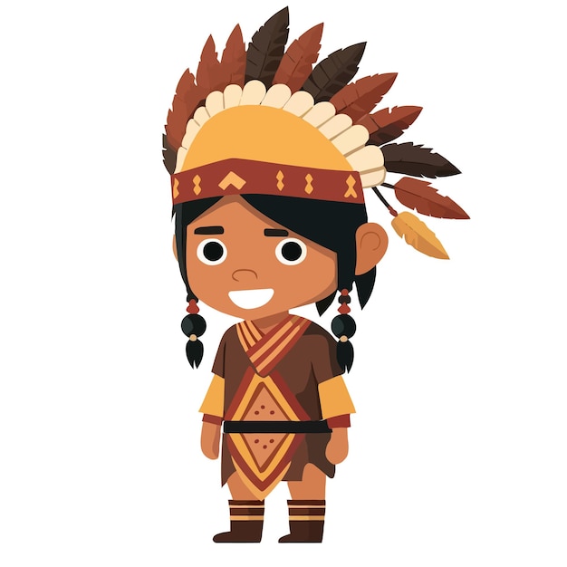 Ragazzo indiano del Sud e del Nord America Costume nazionale delle popolazioni indigene d'America