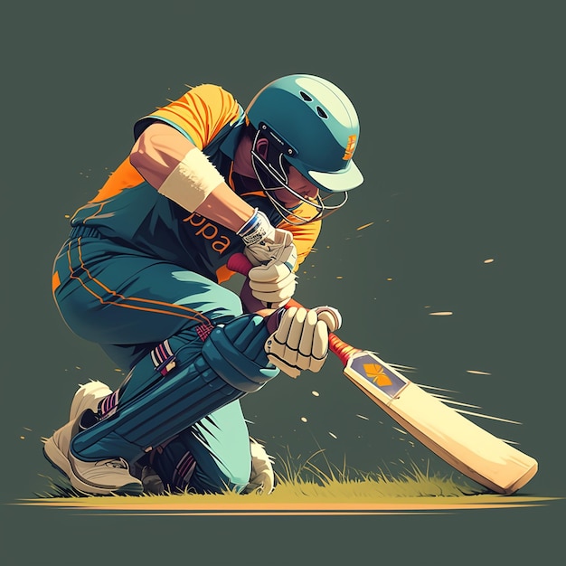 Ragazzo sudasiatico di trent'anni che gioca a cricket
