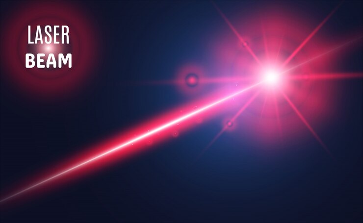 Vettore raggio laser astratto. trasparente isolato su sfondo nero. illustrazione.