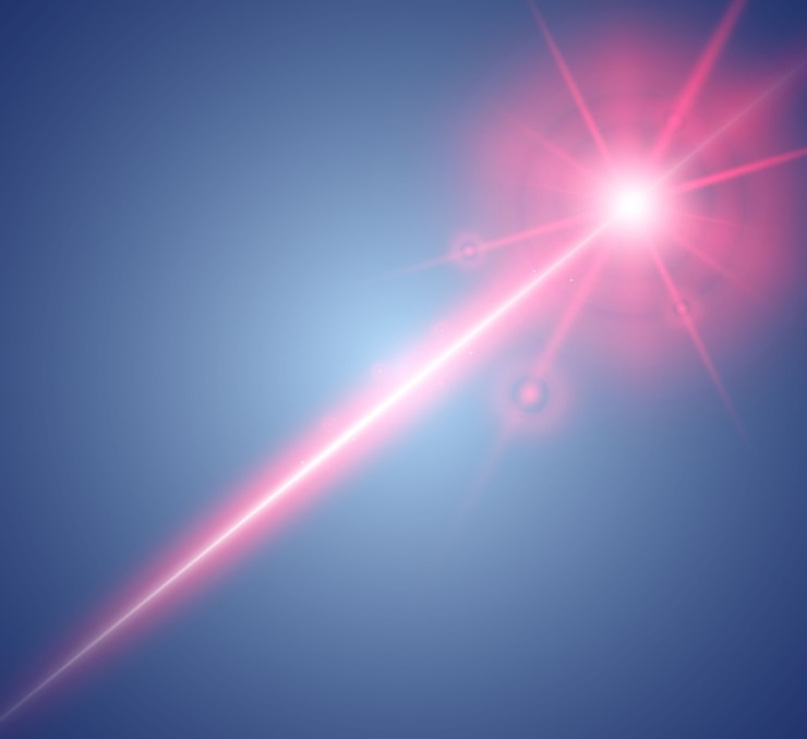 Vettore raggio laser astratto. trasparente isolato su sfondo nero.