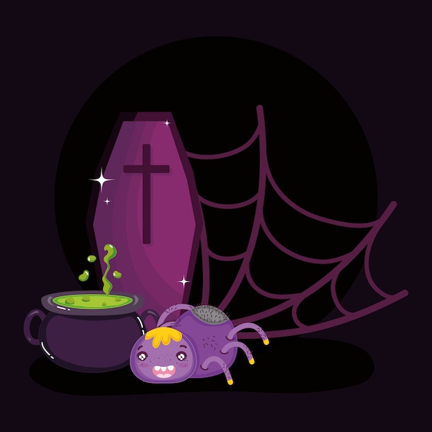 Ragnatela calderone e bara halloween