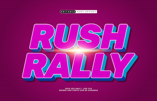 rally rush effetto di testo modificabile con uno stile di testo di gara e gioco