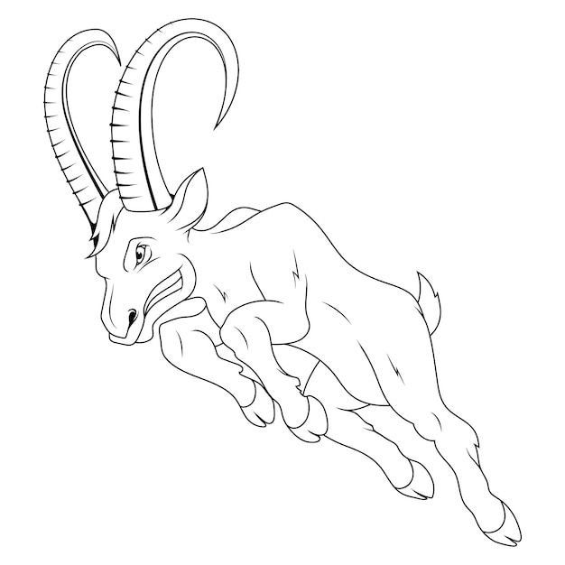 Ram di montagna Illustrazione vettoriale di un ariete di schizzo Potente mascotte animale di capra