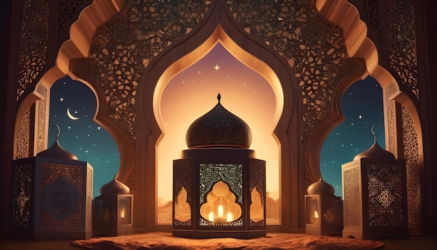 Ramada Kareem Eid Mubarak Illustrazione Sfondi