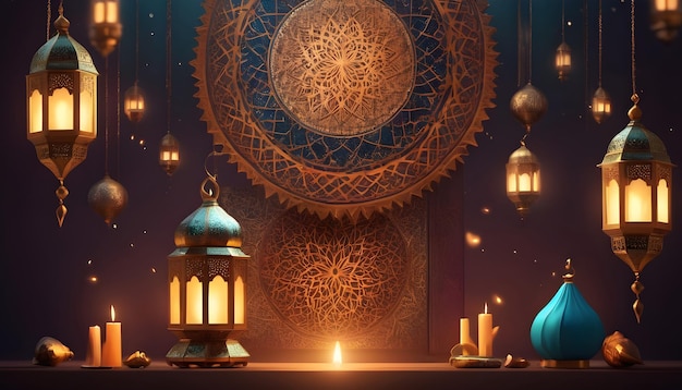 Ramada Kareem Eid Mubarak Illustrazione Sfondi