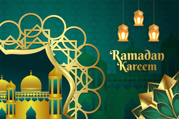 Ramadan Kareem elegante sfondo di colore verde islamico