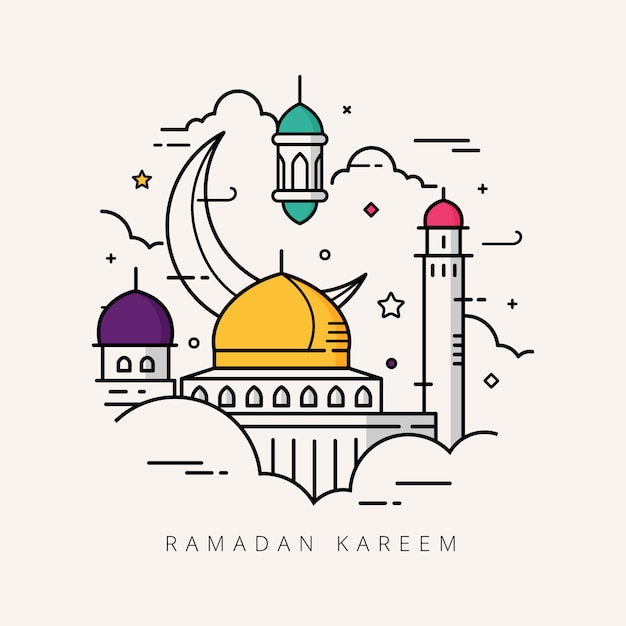 Ramadan Kareem line art design