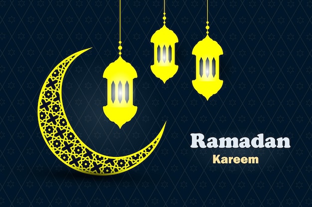 Ramadan kareem sfondo islamico con lanterna mezzaluna stelle e modello di mandala colore dorato saluti islamici Ramadan Mubarak festa islamica decorazione celebrazione del mese santo invito banner