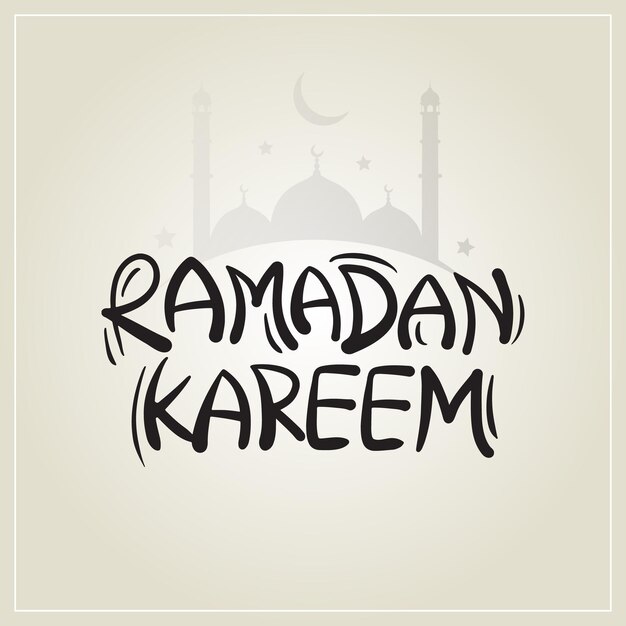 Ramadan kareem tipografia illustrazione vettoriale carta di auguri disegno di lettere a mano