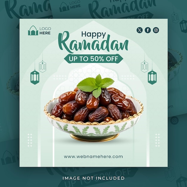 Ramadan Kareem vendita pubblicità social media post banner design modello di volantino quadrato instagram