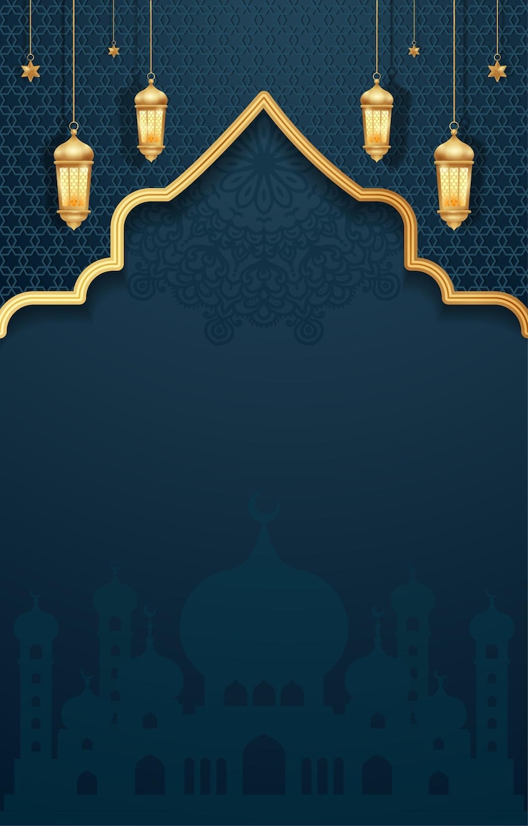 Vettore ramadhan kareem sullo sfondo con lanterne arabe e moschea