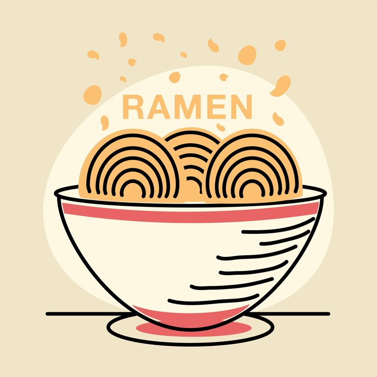 Vettore ramen cibo asiatico