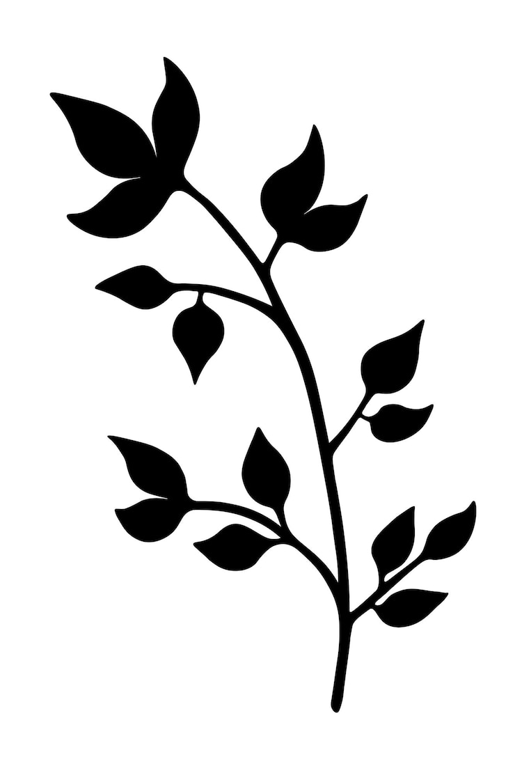 Vettore ramo singolo con foglie in inchiostro isolate su sfondo bianco elemento decorativo vettoriale disegnato a mano
