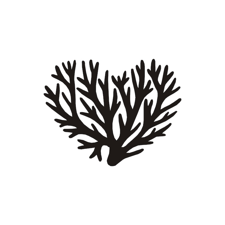 Vettore ramoscelli del logo del tatuaggio della silhouette a forma di amore