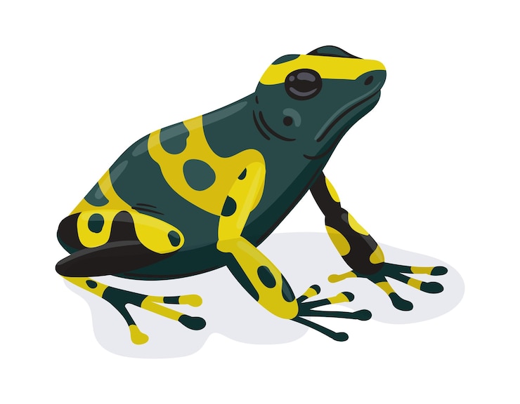Vettore rana esotica animale anfibio della foresta pluviale tropicale verdo rana esotica illustrazione vettoriale piatta rana carina su sfondo bianco