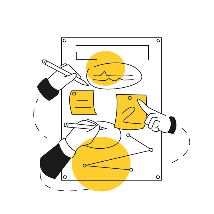 Rapporto di collaborazione e illustrazione del lavoro di squadra Ottimo visuale per applicazioni mobili