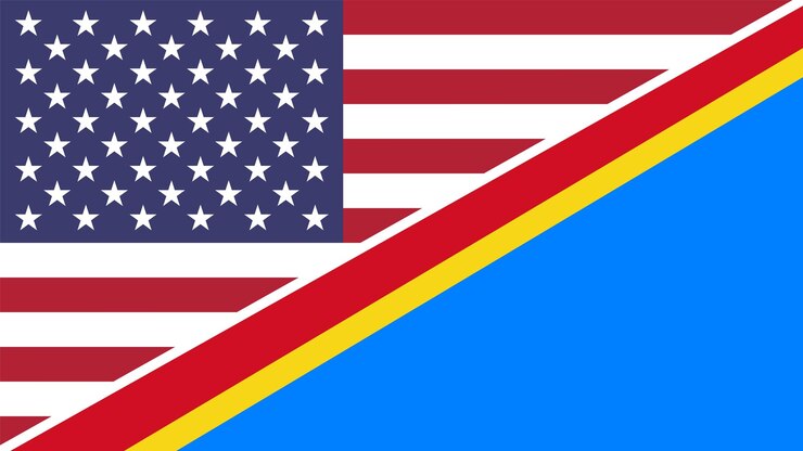 Vettore rappresentazione a doppia bandiera metà bandiere degli stati uniti e della repubblica democratica del congo vettore combinato