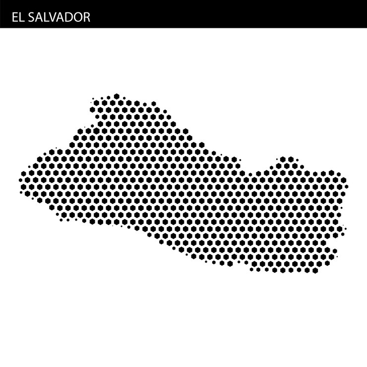 Vettore rappresentazione geografica di el salvador con un disegno cartografico a punti esagonali