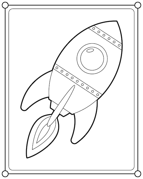Razzo adatto per l'illustrazione di vettore della pagina da colorare dei bambini