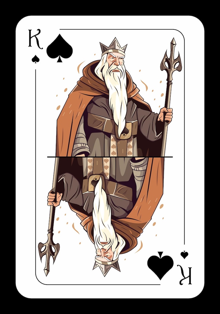 Vettore re di picche disegno originale della carta da gioco su sfondo nero illustrazione vettoriale