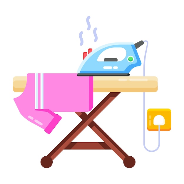 Ready to use flat icon of an ironing stand (icona piatta di un supporto da stirare pronta per l'uso)
