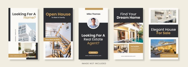 Vettore real estate social media story layouts realtor post sui social media