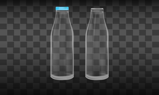 Realistica bottiglia di vetro di latte mockup