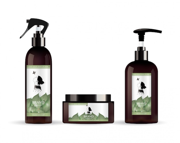 Realistica bottiglia marrone per contenitore di crema cosmetica.