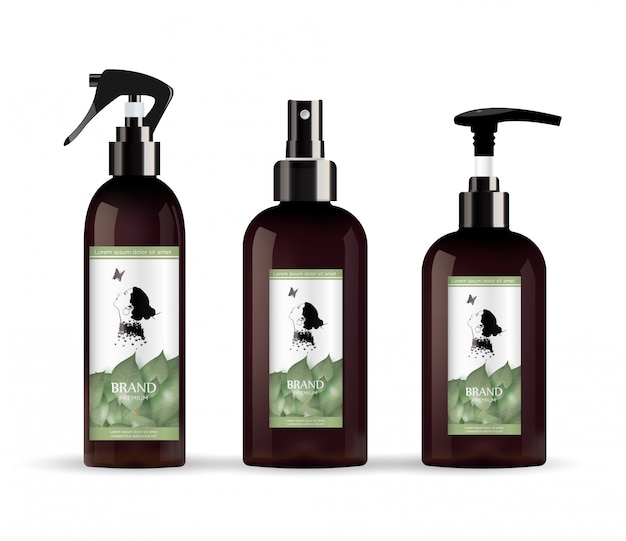 Realistica bottiglia marrone per contenitore di crema cosmetica.