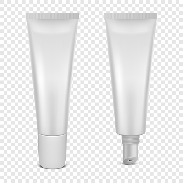 realistico 3d bianco vuoto chiuso e aperto balsamo per labbra o rossetto igienico in tubo isolato