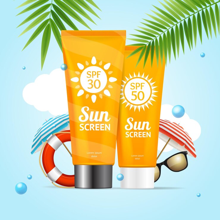 Vettore realistico 3d dettagliata per la protezione solare sun protection card vettore