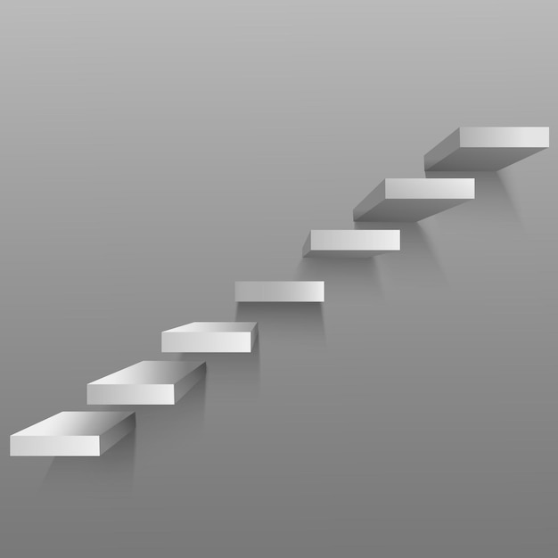 Realistico 3D dettagliato bianco verso l'alto scale chiare simbolo di successo aziendale progresso e crescita illustrazione vettoriale