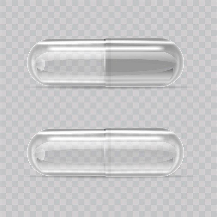 Vettore realistico 3d dettagliato set vettoriale di capsule vuote