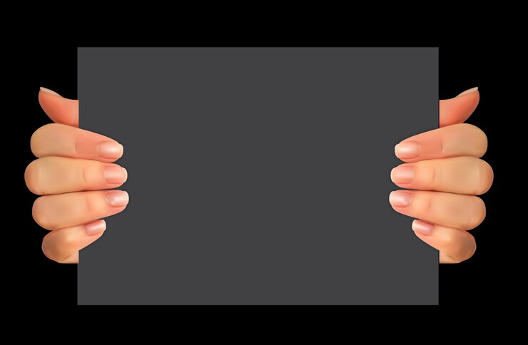 Vettore realistico 3d silhouette di mano con carta bianca