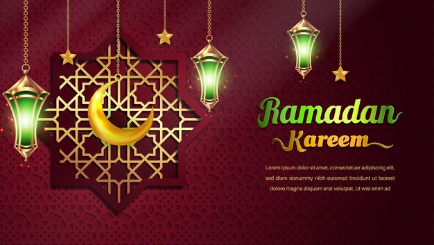 Realistico Bakground Ramadan Kareem con podio adatto per cartelloni di auguri