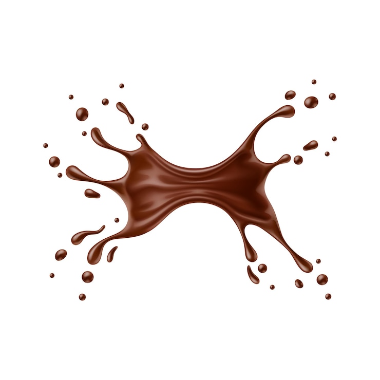 Vettore realistico chocolate milk splash wave con gocce, bevanda e cibo al cacao vettoriale. splash 3d isolato di cioccolato scuro fuso, milk shake al cacao, caramelle al cacao liquide, salsa o sciroppo, flusso di dessert al cacao
