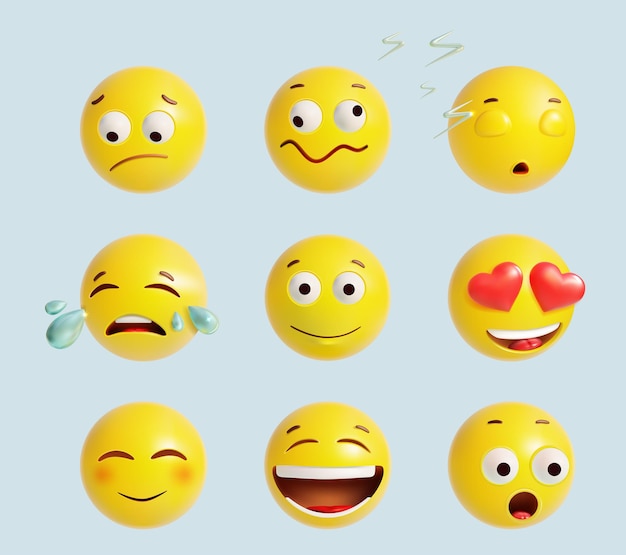 Realistico dettagliato 3D Plasticine Emoji Segno Set Vettore