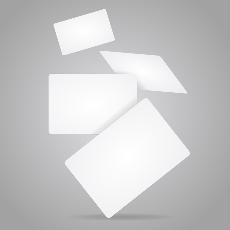 Vettore realistico dettagliato 3d white mockup business carta di credito in plastica set vettore