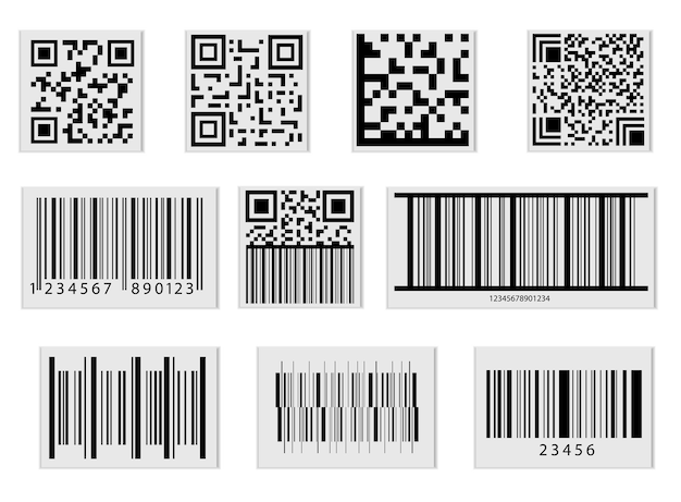 Realistico dettaglio 3D Digital Barcode Supermarket Set Vettore