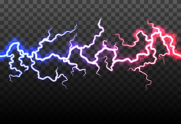 Realistico dettaglio 3D fulmini luminosi Elettrico Tempesta di tuono Effetto vettore