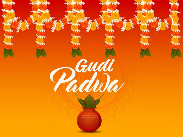 Realistico gudi padwa illustrazione concetto