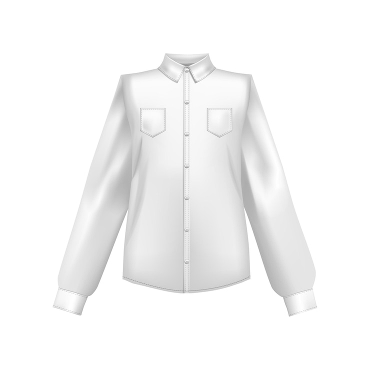 Vettore realistico modello 3d dettagliato vuoto camicia bianca lato anteriore vettore