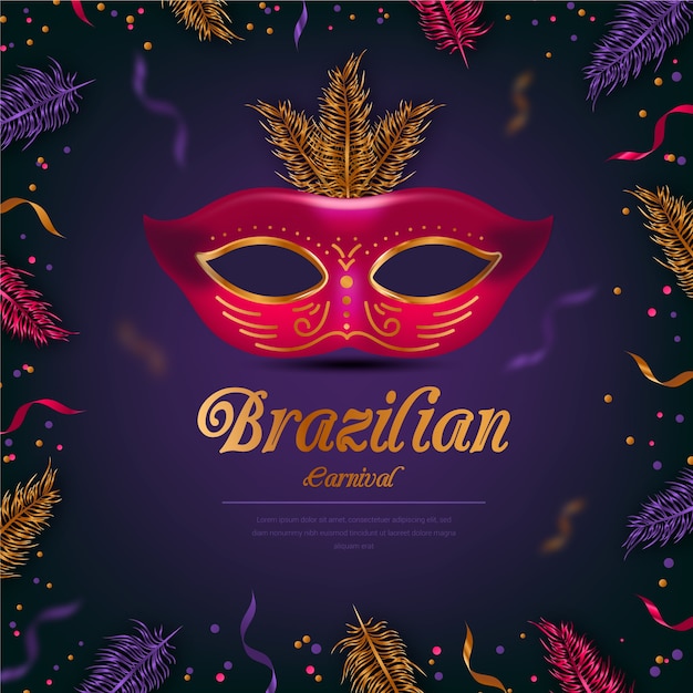 Realistico tema di carnevale brasiliano con maschera rossa