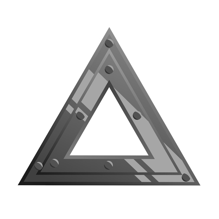 Vettore realistico triangolo in acciaio o telaio metallico finestra portello su razzo navicella spaziale sfondo trasparente