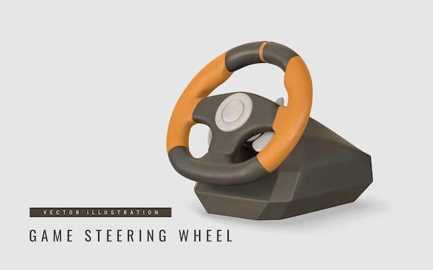 Realistico volante di gioco 3D Game stick controller console di videogiochi Game concept Vector